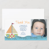 セールボートボーイの誕生日パーティー　サンキュー　フォトカード サンキューカード (正面/裏面)