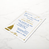 セールボート 50周年 結婚記念日 ゴールド 箔招待状 (回転した状態)