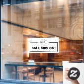 セール中と企業ロゴ ウィンドウサイン (カフェ窓)