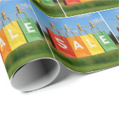 セール ショッピングバッグが物干し線に並ぶ ラッピングペーパー (ロールコーナー)