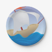 セーロボートオンザウェーブズ紙プレート ペーパープレート (正面)