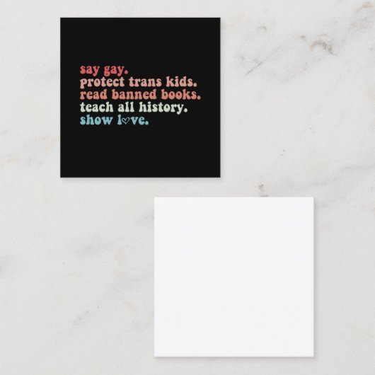 セー保護ゲイストランキ読シッド禁止ブックスLGBTQ スクエア名刺 (正面/裏面)
