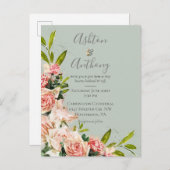 セー素朴ジグリーン赤面フローラビンテージウェディング  インビテーションポストカード (正面/裏面)