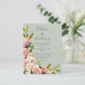 セー素朴ジグリーン赤面フローラビンテージウェディング  インビテーションポストカード (スタンド正面)