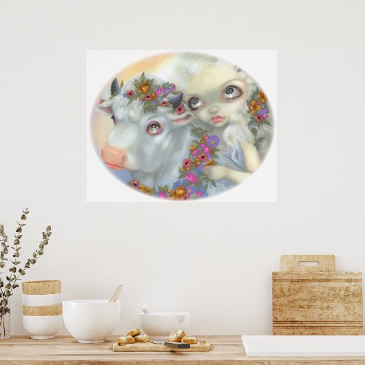 ゼウスとヨーロッパARTプリント低額神話の雄牛 ポスター (キッチン)