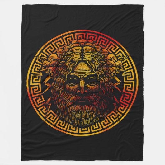 ゼウスの古代シールドアートプリント フリースブランケット (正面)