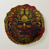 ゼウスの古代シールドアートプリント ラウンドクッション (裏面)