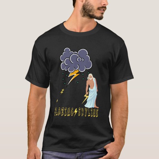ゼウス ギリシャ神話 雷 稲妻 嵐 レトロ Tシャツ (正面)