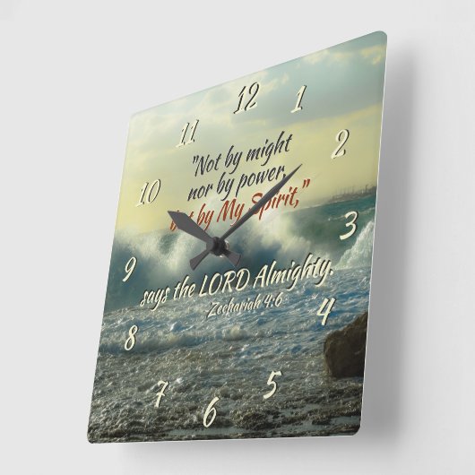 ゼカリヤ4:6、主の霊によって、と主の全能者は言われる スクエア壁時計 (傾斜)