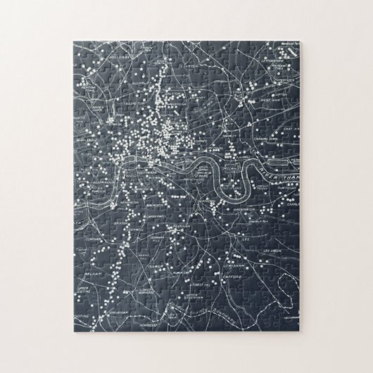 ゼッペリンとロンドンの飛行機爆弾の地図 ジグソーパズル (縦)