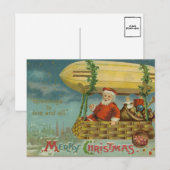 ゼッペリンサンタヴィンテージビクトリアンおもしろいクリスマス シーズンポストカード (正面/裏面)