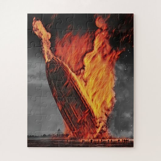 ゼッペリン飛行船ヒンデンブルク災害約1937路 ジグソーパズル (縦)