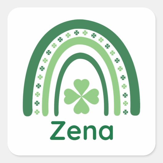 ゼナネームクローバーボホーレインボー スクエアシール (正面)