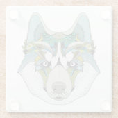 ゼナートハパターン(の模様が)あるスキードグブルーハスキー顔 ガラスコースター (裏面)