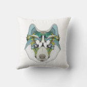 ゼナートハパターン(の模様が)あるスキードグブルーハスキー顔 クッション (裏面)