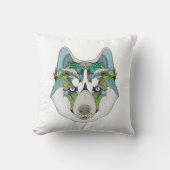 ゼナートハパターン(の模様が)あるスキードグブルーハスキー顔 クッション (正面)