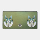 ゼナートハパターン(の模様が)あるスキードグブルーハスキー顔 デスクマット (正面)