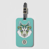 ゼナートハパターン（の模様が）あるスキードグブルーハスキー顔 ラゲッジタグ (正面縦)