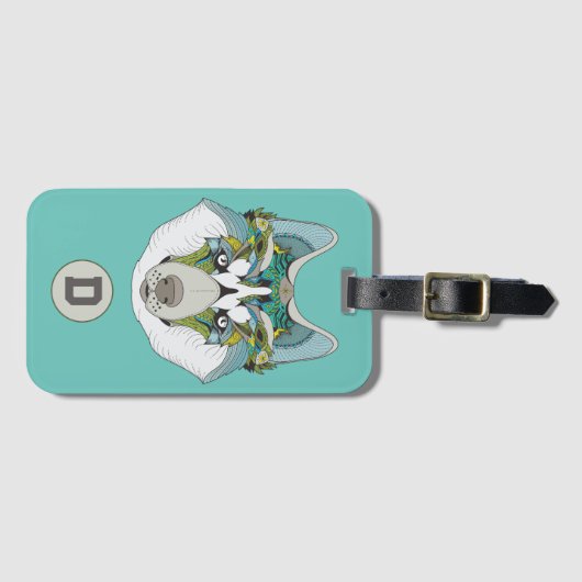 ゼナートハパターン（の模様が）あるスキードグブルーハスキー顔 ラゲッジタグ (正面横)