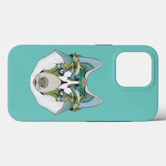 ゼナートハパターン(の模様が)あるスキードグブルーハスキー顔 Case-Mate iPhoneケース (裏面 (横))