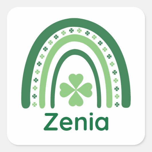 ゼニアネームクローバーボホーレインボー スクエアシール (正面)