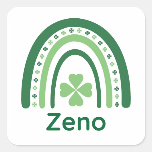 ゼノネームクローバーボホーレインボー スクエアシール (正面)