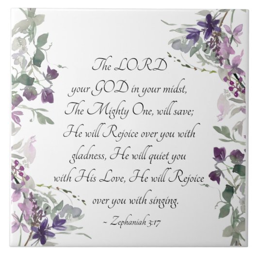 ゼパニヤ3:17彼は喜びをもって上る タイル (正面)