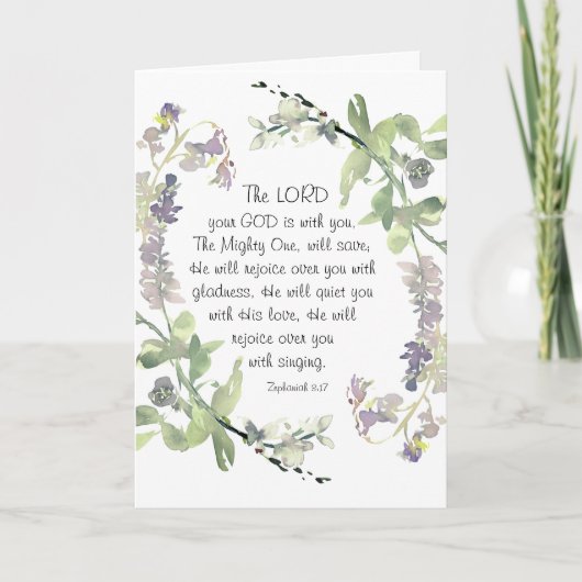 ゼファニア3:17彼があなたを喜ばせる カード (正面)