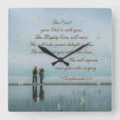 ゼファニア3:17歌であなたを喜ばせる。 スクエア壁時計 (正面)