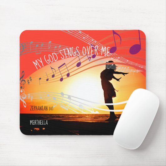 ゼファニア3:17私の神は私の上で歌パーソナライズされたう マウスパッド (マウス)