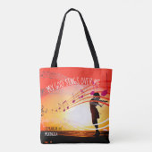 ゼファニヤ3:17わたしの神は私の上で歌う赤いクリスチャン トートバッグ (裏面)