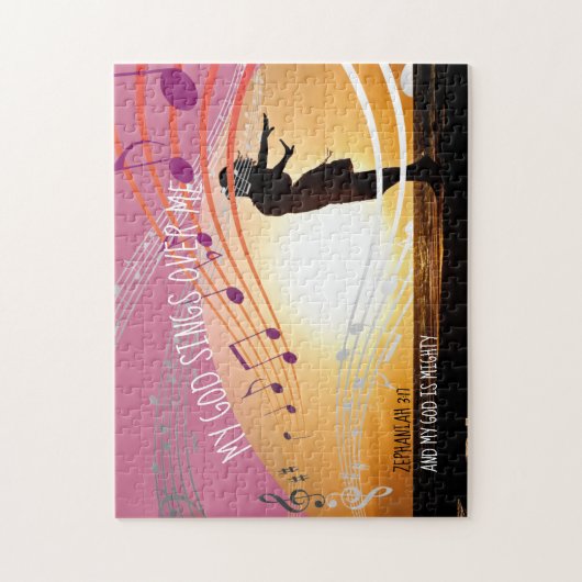 ゼファニヤ3:17わたしの神は私の上で歌パーソナライズされたう ジグソーパズル (縦)
