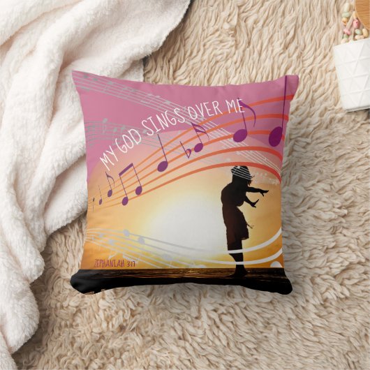 ゼファニヤ3:17わたしの神は私の上で歌感動的う クッション (ブランケット)