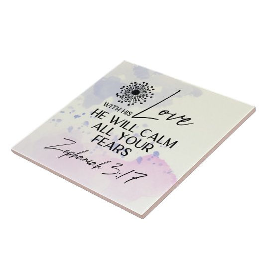 ゼファニヤ3:17彼の愛は、あなたの恐れを静める聖書 タイル (側面)