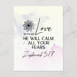ゼファニヤ3:17彼の愛は、あなたの恐れを静める聖書 ポストカード