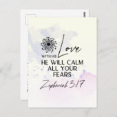 ゼファニヤ3:17彼の愛は、あなたの恐れを静める聖書 ポストカード (正面/裏面)