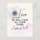 ゼファニヤ3:17彼の愛は、あなたの恐れを静める聖書 ポストカード (正面)