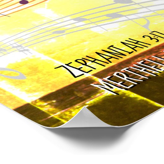 ゼファニヤ3:17 |神が黄色を歌パーソナライズされたう ポスター (角)