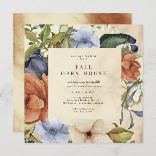 ゼファー秋エレガントフローラスクエアオープンハウス 招待状 (正面/裏面)