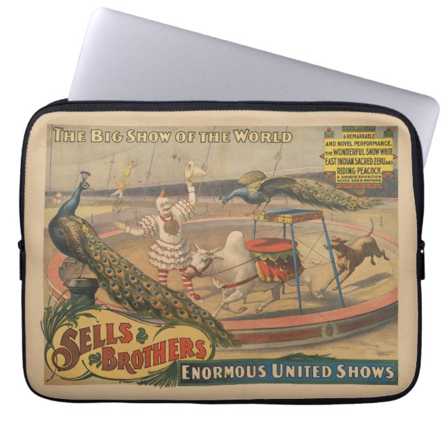 ゼブとピーコックのピエロ訓練士 ラップトップスリーブ (正面)