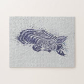 ゼブカッコいいラ動物の水色(ばちゃばちゃ)跳ねる絵を描 ジグソーパズル (横)