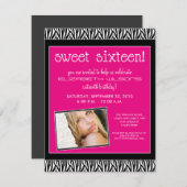ゼブファンキーラスイート16誕生日パーティ招待状(ピンク) 招待状 (正面/裏面)