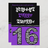 ゼブモダンラ印刷Sweet sixteen[紫] 招待状 (正面/裏面)