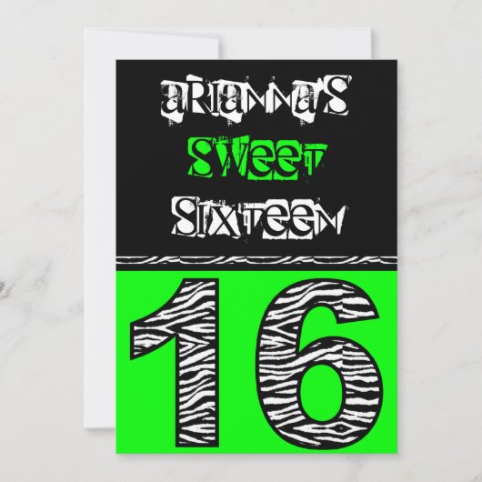 ゼブモダンラ印刷Sweet sixteen[緑] 招待状 (正面)