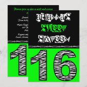 ゼブモダンラ印刷Sweet sixteen[緑] 招待状 (正面/裏面)