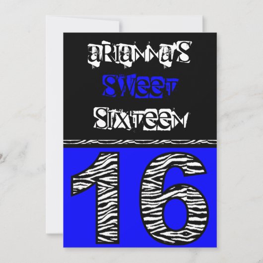 ゼブモダンラ印刷Sweet sixteen[青] 招待状 (正面)