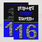 ゼブモダンラ印刷Sweet sixteen[青] 招待状 (正面/裏面)