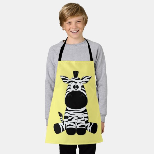 ゼブラおっちょこちょいのイエロー エプロン (着用した状態)