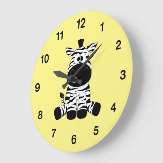 ゼブラおっちょこちょいのイエロー ラージ壁時計 (傾斜)