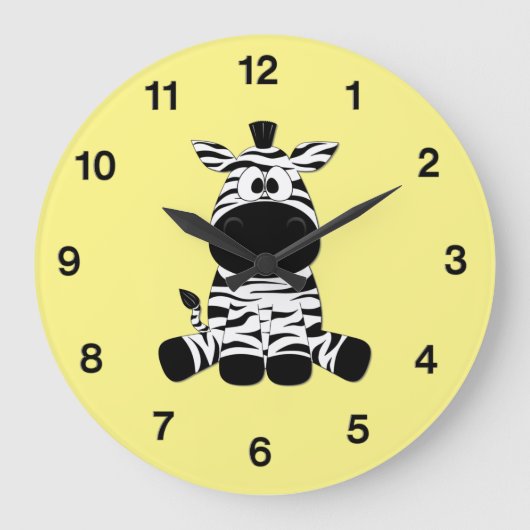 ゼブラおっちょこちょいのイエロー ラージ壁時計 (正面)